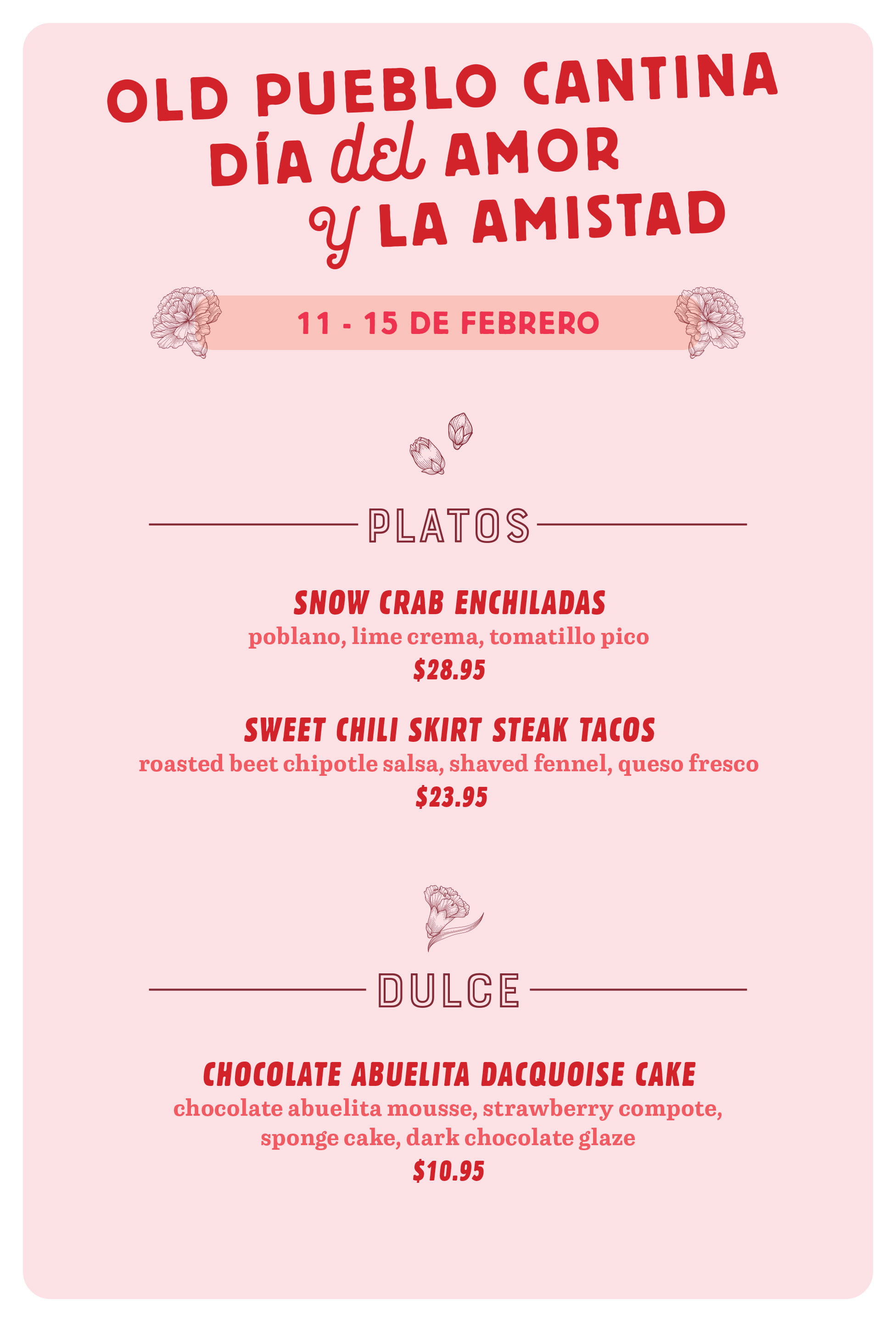 Valentines Week Menu